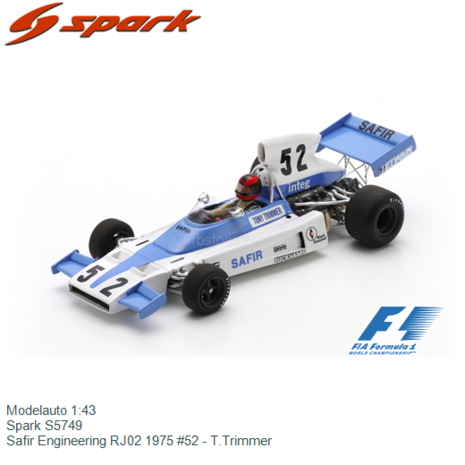 Modelauto 1:43 | Spark S5749 | Safir Engineering RJ02 1975 #52 - T.Trimmer