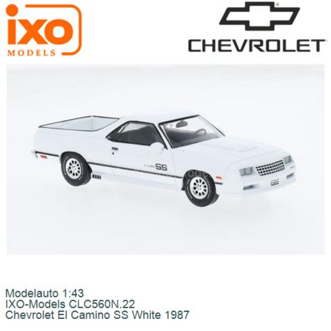Modelauto 1:43 | IXO-Models CLC560N.22 | Chevrolet El Camino SS White 1987