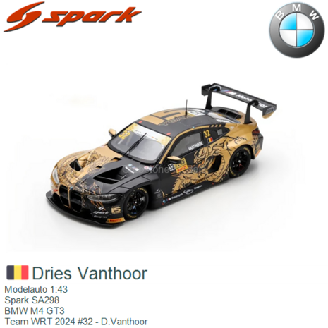 Modelauto 1:43 | Spark SA298 | BMW M4 GT3 | Team WRT 2024 #32 - D.Vanthoor