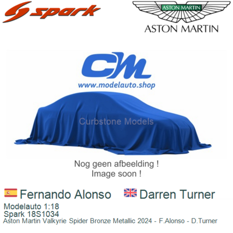Modelauto 1:18 | Spark 18S1034 | Aston Martin Valkyrie Spider Bronze Metallic 2024 - F.Alonso - D.Turner