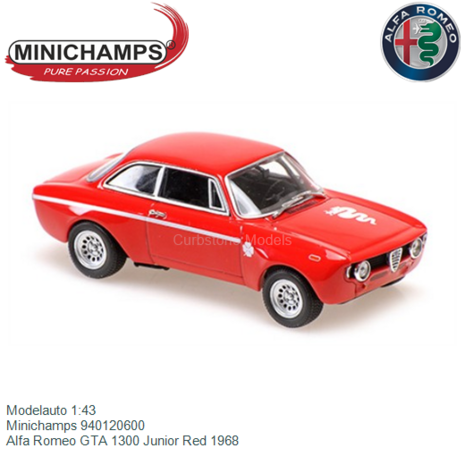 Modelauto 1:43 | Minichamps 940120600 | Alfa Romeo GTA 1300 Junior Red 1968