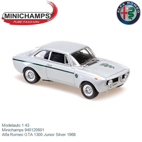 Modelauto 1:43 | Minichamps 940120601 | Alfa Romeo GTA 1300 Junior Silver 1968