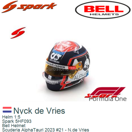 Helm 1:5 | Spark 5HF093 | Bell Helmet | Scuderia AlphaTauri 2023 #21 - N.de Vries