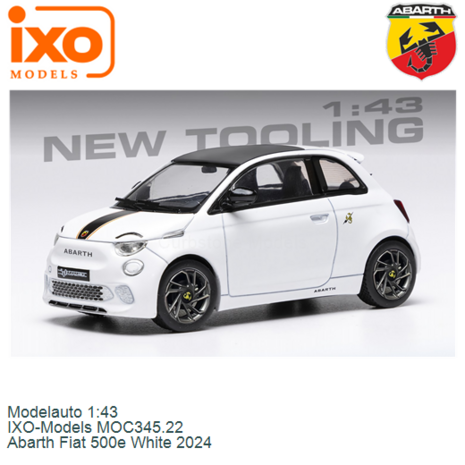 Modelauto 1:43 | IXO-Models MOC345.22 | Abarth Fiat 500e White 2024