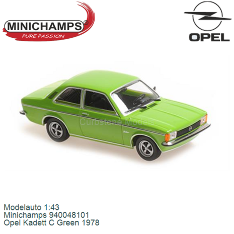 Modelauto 1:43 | Minichamps 940048101 | Opel Kadett C Green 1978