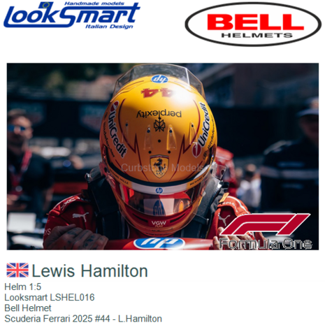 Helm 1:5 | Looksmart LSHEL016 | Bell Helmet | Scuderia Ferrari 2025 #44 - L.Hamilton