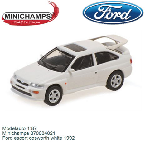 Modelauto 1:87 | Minichamps 870084021 | Ford escort cosworth white 1992