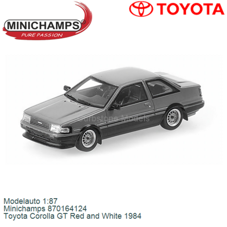 Modelauto 1:87 | Minichamps 870164124 | Toyota Corolla GT Red and White 1984