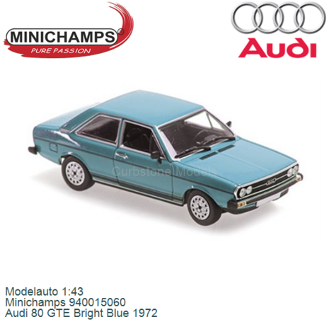 Modelauto 1:43 | Minichamps 940015060 | Audi 80 GTE Bright Blue 1972