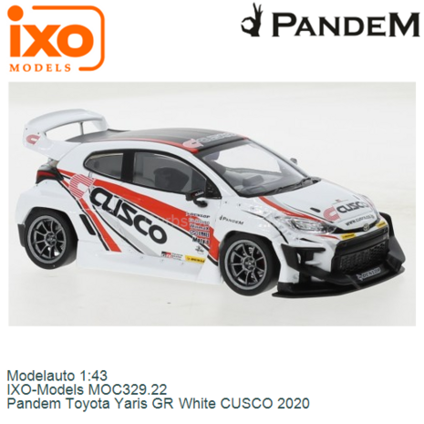 Modelauto 1:43 | IXO-Models MOC329.22 | Pandem Toyota Yaris GR White CUSCO 2020