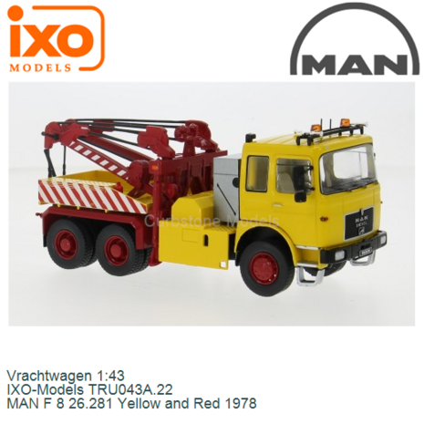 Vrachtwagen 1:43 | IXO-Models TRU043A.22 | MAN F 8 26.281 Yellow and Red 1978