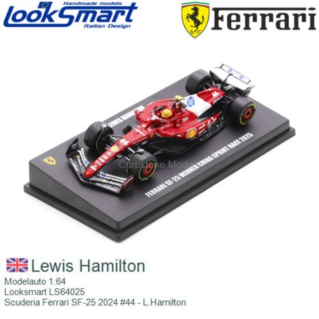 Modelauto 1:64 | Looksmart LS64025 | Scuderia Ferrari SF-25 2024 #44 - L.Hamilton