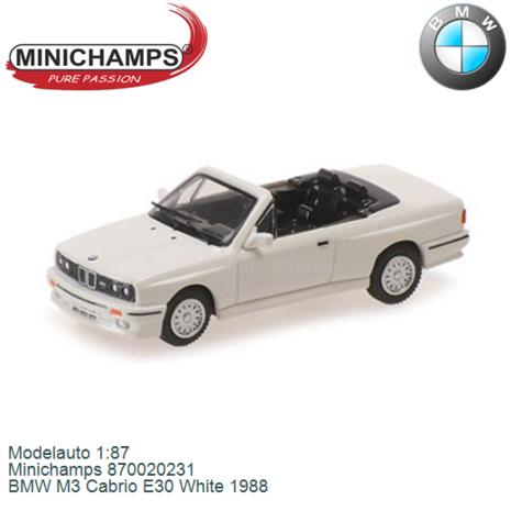 Modelauto 1:87 | Minichamps 870020231 | BMW M3 Cabrio E30 White 1988
