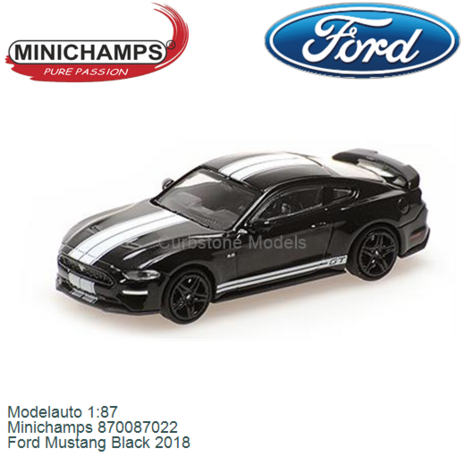 Modelauto 1:87 | Minichamps 870087022 | Ford Mustang Black 2018