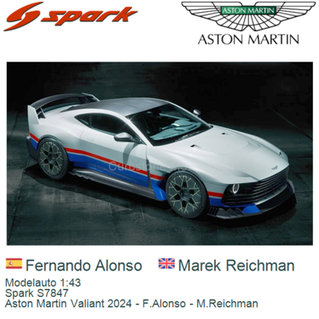 Modelauto 1:43 | Spark S7847 | Aston Martin Valiant 2024 - F.Alonso - M.Reichman