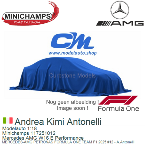 Modelauto 1:18 | Minichamps 117251012 | Mercedes AMG W16 E Performance | MERCEDES-AMG PETRONAS FORMULA ONE TEAM F1 2025 #12 - A