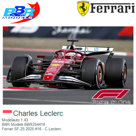 Modelauto 1:43 | BBR Models BBR254416 | Ferrari SF-25 2025 #16 - C.Leclerc