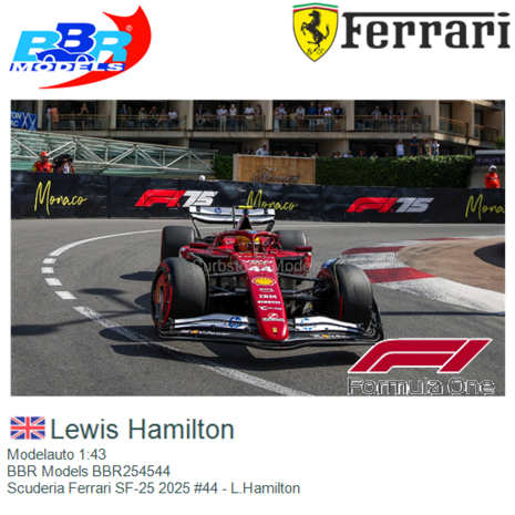 Modelauto 1:43 | BBR Models BBR254544 | Scuderia Ferrari SF-25 2025 #44 - L.Hamilton