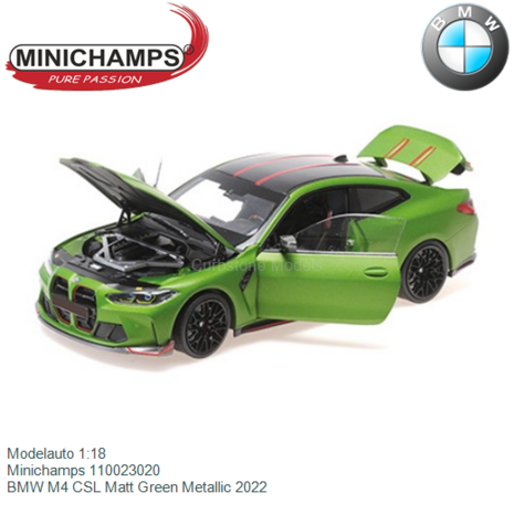 Modelauto 1:18 | Minichamps 110023020 | BMW M4 CSL Matt Green Metallic 2022