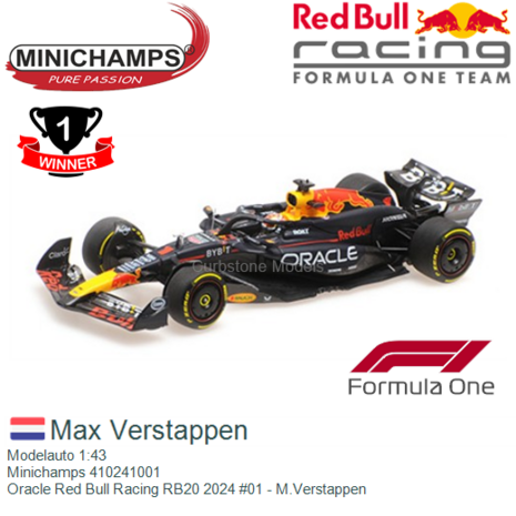 Modelauto 1:43 | Minichamps 410241001 | Oracle Red Bull Racing RB20 2024 #01 - M.Verstappen