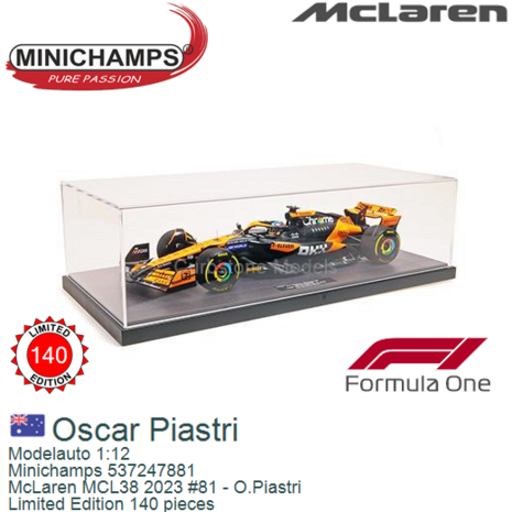 Modelauto 1:12 | Minichamps 537247881 | McLaren MCL38 2023 #81 - O.Piastri