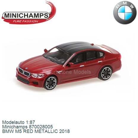 Modelauto 1:87 | Minichamps 870028005 | BMW M5 RED METALLIC 2018