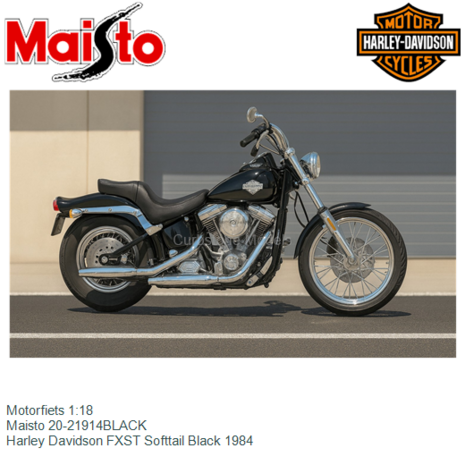 Motorfiets 1:18 | Maisto 20-21914BLACK | Harley Davidson FXST Softtail Black 1984