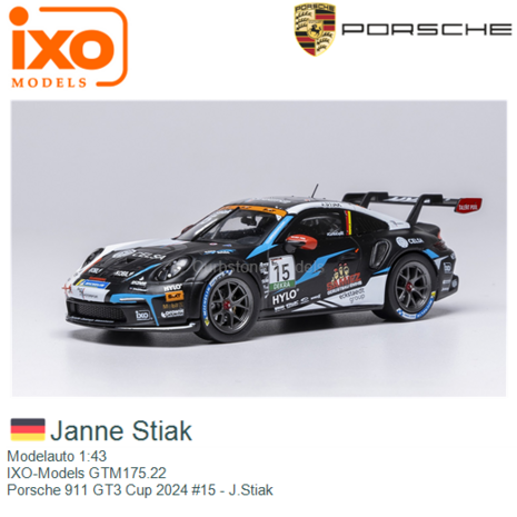 Modelauto 1:43 | IXO-Models GTM175.22 | Porsche 911 GT3 Cup 2024 #15 - J.Stiak 