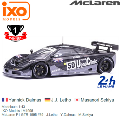 Modelauto 1:43 | IXO-Models LM1995 | McLaren F1 GTR 1995 #59 - J.Letho - Y.Dalmas - M.Sekiya