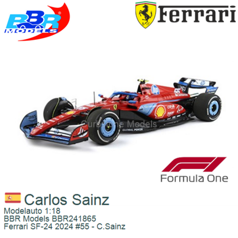 Modelauto 1:18 | BBR Models BBR241865 | Ferrari SF-24 2024 #55 - C.Sainz