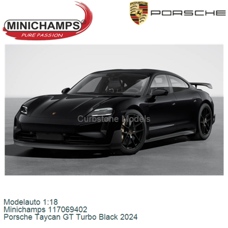 Modelauto 1:18 | Minichamps 117069402 | Porsche Taycan GT Turbo Black 2024
