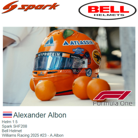 Helm 1:5 | Spark 5HF208 | Bell Helmet | Williams Racing 2025 #23 - A.Albon