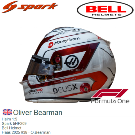Helm 1:5 | Spark 5HF209 | Bell Helmet | Haas 2025 #38 - O.Bearman