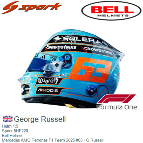 Helm 1:5 | Spark 5HF220 | Bell Helmet | Mercedes AMG Petronas F1 Team 2025 #63 - G.Russell