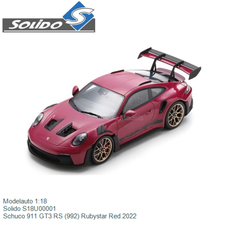 Modelauto 1:18 | Solido S18U00001 | Schuco 911 GT3 RS (992) Rubystar Red 2022