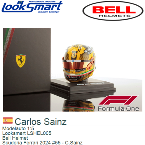 Modelauto 1:5 | Looksmart LSHEL005 | Bell Helmet | Scuderia Ferrari 2024 #55 - C.Sainz