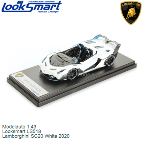 Modelauto 1:43 | Looksmart LS518 | Lamborghini SC20 White 2020