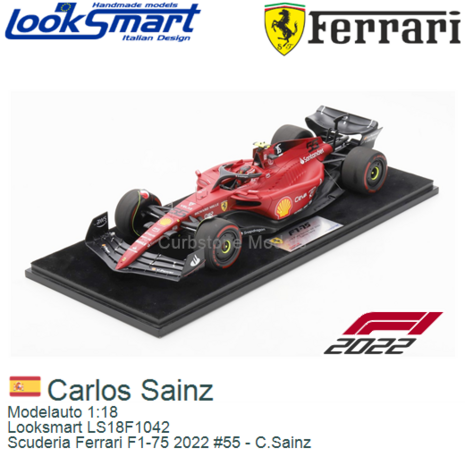 Modelauto 1:18 | Looksmart LS18F1042 | Scuderia Ferrari F1-75 2022 #55 - C.Sainz