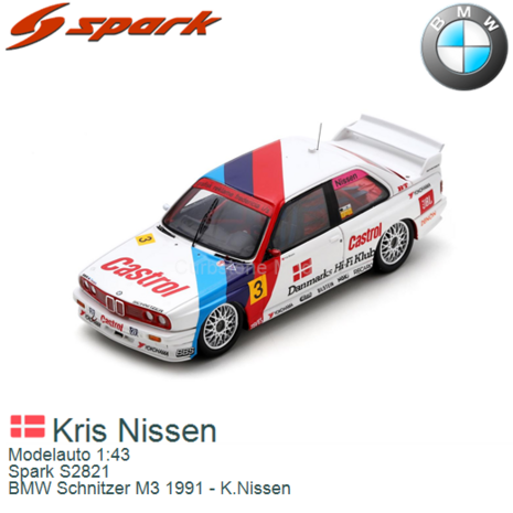 Modelauto 1:43 | Spark S2821 | BMW Schnitzer M3 1991 - K.Nissen