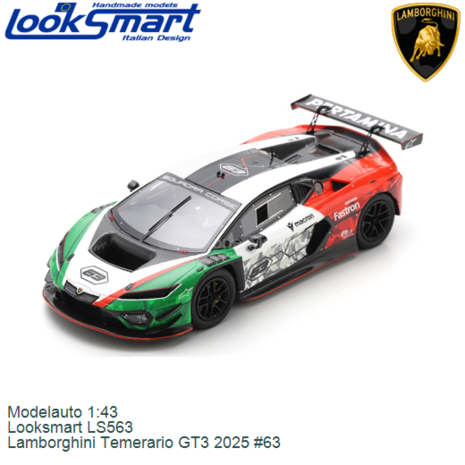 Modelauto 1:43 | Looksmart LS563 | Lamborghini Temerario GT3 2025 #63