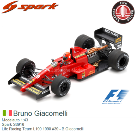 Modelauto 1:43 | Spark S3916 | Life Racing Team L190 1990 #39 - B.Giacomelli