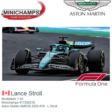 Modelauto 1:43 | Minichamps 417250218 | Aston Martin AMR25 2025 #18 - L.Stroll