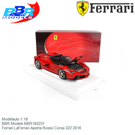 Modelauto 1:18 | BBR Models BBR182231 | Ferrari LaFerrari Aperta Rosso Corsa 322 2016