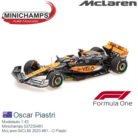 Modelauto 1:43 | Minichamps 537235481 | McLaren MCL60 2023 #81 - O.Piastri