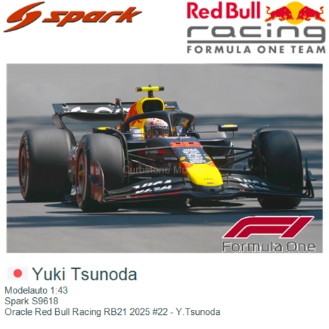 Modelauto 1:43 | Spark S9618 | Oracle Red Bull Racing RB21 2025 #22 - Y.Tsunoda