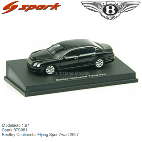 Modelauto 1:87 | Spark 87S081 | Bentley Continental Flying Spur Zwart 2007