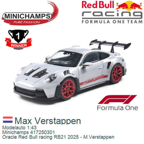 Modelauto 1:43 | Minichamps 417250301 | Oracle Red Bull racing RB21 2025 - M.Verstappen