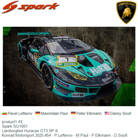 product1:43 | Spark SG1001 | Lamborghini Huracan GT3 SP-9 | Konrad Motorsport 2025 #54 - P.Lefterov - M.Paul - P.Elkmann - D.So