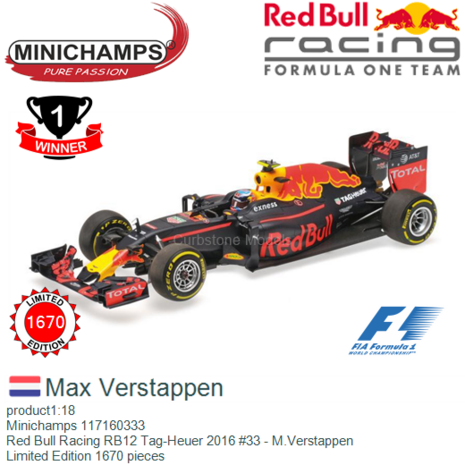 product1:18 | Minichamps 117160333 | Red Bull Racing RB12 Tag-Heuer 2016 #33 - M.Verstappen