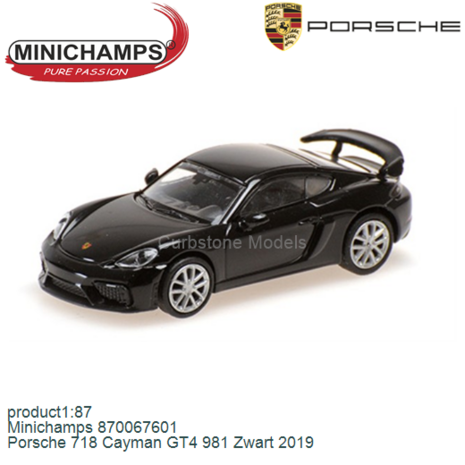 product1:87 | Minichamps 870067601 | Porsche 718 Cayman GT4 981 Zwart 2019